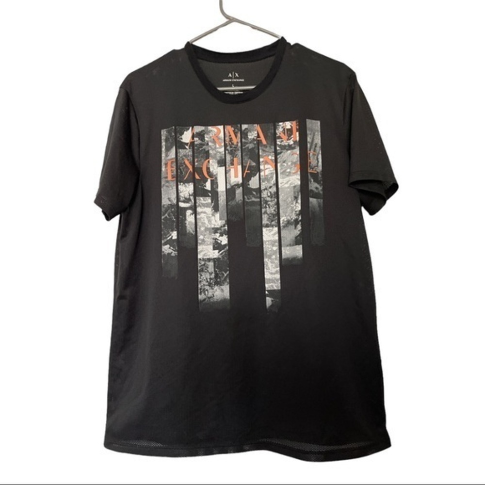 Armani Exchange Black Shirt Mesh Size Large EUC #7634
